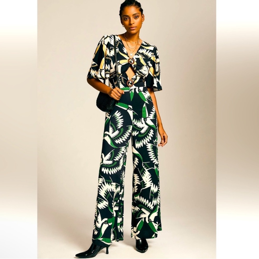 Farm Rio - Statement Piece! Jumpsuit (Black, Green, Yellow, White) Size L